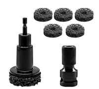 Ruvan Limpiador de Bujes con 5 Discos de Lijado para Eliminar Óxido en Llantas y Discos de Freno, Adaptador de 12,7 mm para Llave de Impacto y Taladro, Kit de Limpieza de 7 Piezas, Negro