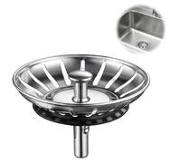 Ruvan Tapón Fregadero 80mm con Sello Hermético, Filtro de Acero Inoxidable para Evitar Atascos y Olores, Colador de Desagüe Universal con Pin Ajustable, Rejilla para Fregadero Cocina Duradera, 1 Ud