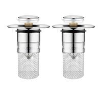 Ruvan Tapon Lavabo Baño En Acero Inoxidable, 2 PiezasTapón De Lavabo Universal, Con Cesta Antiobstrucción Y Tapon Fregadero,Tapón Colador Con Colador De Pelo,para Bañera, Cocina, Lavabo, 34-40mm