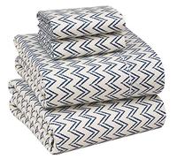 RUVANTI 100% Cotton King Size Sheets Set, 4 Pieces, Soft & Breathable Percale Weave Bedding, Deep Pocket 16", Hotel Standard, Crisp Cool Feel, Durable, Floral Bed Sheet, Chevron