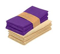 Ruvanti Cloth Napkins Set of 12, 18x18 Napkins Cloth Washable, Soft, Durable, Absorbent, Cotton Blend. Table Dinner Napkins Cloth for Hotel, Lunch, Restaurant, Wedding Parties - Purple & Ivory Gold