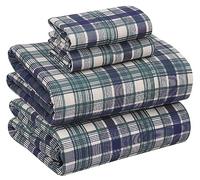 Ruvanti Juego de sábanas 100% algodón para Cama tamaño Queen, sábanas de percal Frescas, Transpirables y duraderas, con Bolsillo de 41 cm de Profundidad, Cuadros Azul Verdoso, 4 Piezas