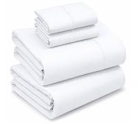 RUVANTI Juego de sábanas 100% algodón, tamaño Queen, 4 Piezas, Ropa de Cama de Tejido de percal Suave y Transpirable, Bolsillo Profundo de 40.6 cm, estándar de Hotel, sensación Fresca y Fresca,