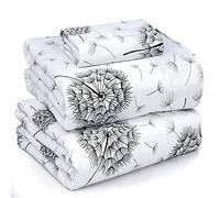 RUVANTI Sábanas 100% algodón, Juego de sábanas de percal Frescas, tamaño Individual, Bolsillo Profundo de 40,6 cm, Transpirable y Duradero, Diente de león, 3 Piezas
