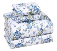 RUVANTI Sábanas California King 100% algodón, 4 Piezas, percal Suave y Transpirable, Bolsillo Profundo de 35,5 cm, Calidad de Hotel, Tacto Fresco, Firme y Duradero, diseño Floral Azul (Paislyona)