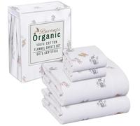 RUVANTI Sábanas de franela tamaño Queen, 100 % algodón orgánico, 4 piezas, cálido, suave y transpirable, ajuste cómodo, bolsillo profundo, doble cepillado, acogedor para todas las estaciones, floral