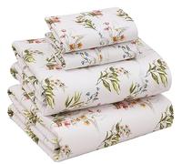 RUVANTI - Sábanas de percal de algodón 100 %, tamaño Queen, diseño floral fresco y transpirable, duraderas, tacto suave y fresco, bolsillo de 40,6 cm, set de 4 piezas, diseño floral (Floral Bliss)
