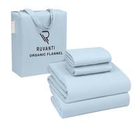 RUVANTI Sαbanas de franela orgαnica tamaρo completo - Juego de sαbanas 100% algodσn de doble cepillado - Bolsillo profundo de 16 pulgadas - Trans