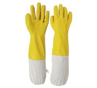 RUVIGRAB - Guante apicultura nitrilo Guante apicultor ideal para novatos y profesionales Guante abejas protección Guante colmenas Guantes antipicadura de abeja fácil limpieza, Amarillo / Blanco, XXL