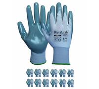 Ruvigrab - Guante de Trabajo de Nitrilo, Guantes Anti-Grasas y aceites, Guantes jardineria, Guantes para Trabajos de Construcción o Agricultura, Guantes Trabajo Hombre y Mujer
