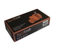 Ruvigrab - Guante de Trabajo Desechable de Nitrilo Diamantado Naranja | Alta resistencia | Guantes para Mecánica, Talleres, Industria, Construcción y Química | Libre de Látex