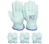 RuviGrab - Guante de Trabajo en piel de Flor de Vacuno Natural para Jardinería, construccion y obra, industria, Guantes de Piel