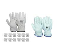 Ruvigrab - Pack 12 pares - Guante de Trabajo de Piel de Flor Natural - Guantes para Jardinería Guante de Trabajo Piel de Flor de Vacuno Natural | Guantes de cuero para Jardinería