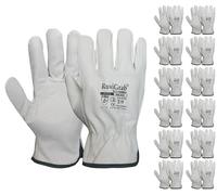 RuviGrab - Pack 12 pares - Guante de Trabajo Piel, Guantes jardin, Guantes Cuero, Guantes para Obra, Guante trabajo hombre y mujer