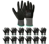 RuviGrab - Pack de 12 - Guante de Trabajo de Nitrilo - Guantes Anti-Grasas y aceites - Guantes jardinería - Guantes para Trabajos de Construcción o Agricultura - Guantes Trabajo Hombre y Mujer
