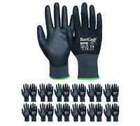 RUVIGRAB - Pack de 12. Guante de Trabajo de Poliuretano ideal para jardinería, industria, construcción, agricultura o uso general. Guante transpirable para hombre y mujer