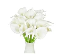 RUWLFE 10Pcs White PU Fake Flower Artificial Real Touch Calla Lily For Wedding Bridal Bouquets Home Table Flowers Bouquet Decorations para Inicio(Color1)