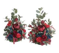 RUWLFE 2 uds Flor de simulación Seda Artificial peonía Rosa telón Fondo señal Bienvenida Camino Plomo Boda Fiesta Decorativa para Inicio(Wine Red)