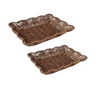 RUWLFE 2 unids/set cesta tejida de mimbre cestas for servir pan frutas verduras restaurante mesa Display Ratt para Verduras,Frutas(B SET)