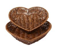 RUWLFE 2 unids/set cesta tejida de mimbre cestas for servir pan frutas verduras restaurante mesa Display Ratt para Verduras,Frutas(A SET)