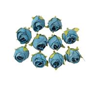 RUWLFE 20PCs Rose Artificial Flowers Head Silk Fake Wedding Marriage Decoration DIY Bride Wreath Bouquet para Inicio(Blue)