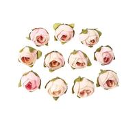 RUWLFE 20PCs Rose Artificial Flowers Head Silk Fake Wedding Marriage Decoration DIY Bride Wreath Bouquet para Inicio(Champagne)