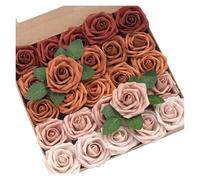 RUWLFE Artificial Flowers 25pcs Real Looking Terracotta Ombre Colors Foam Fake Roses with Stems For DIY Wedding Bouquets Bridal Shower para Inicio