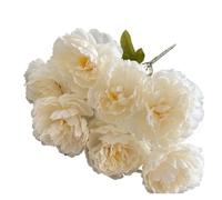 RUWLFE Artificial Flowers Peony Rose Vintage7-Head Silk For Wedding Desk Room Party Bouquet Fake Flower Arrangements Home Decor para Inicio(Color 5)