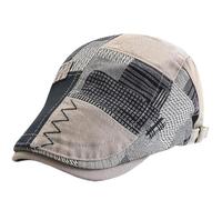 RUWLFE Boina de algodón for Mujer, Gorra Plana Informal for Adultos, Sombrero for el Sol for, Pintor for Hombre, Taxista Verano para Hombre(Grey)