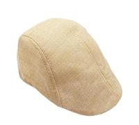 RUWLFE Boinas for Hombre, Gorras de Lino for otoño y Verano, Planas, clásicas Vintage Taxista para Hombre(Beige)