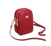 RUWLFE Bolso bandolera de cuero for teléfono móvil for mujer, bolso mini con cambio párrafo vertical estampado Dali para Mujer(Red)