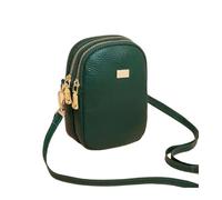 RUWLFE Bolso bandolera de cuero for teléfono móvil for mujer, bolso mini con cambio párrafo vertical estampado Dali para Mujer(Green)