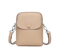 RUWLFE Bolso bandolera de piel auténtica suave for mujer, diseño pequeño, tipo, con solapa para Mujer(Khaki)