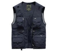 RUWLFE Chaleco Funcional de Verano, Transpirable y cómodo, con múltiples Bolsillos, Ideal for Actividades al Aire Libre, Camping Viajes para Fotografía Caza(Blue,4XL)