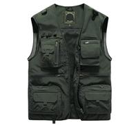 RUWLFE Chaleco Funcional de Verano, Transpirable y cómodo, con múltiples Bolsillos, Ideal for Actividades al Aire Libre, Camping Viajes para Fotografía Caza(Green,4XL)