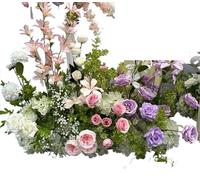 RUWLFE Decoración de Boda al Aire Libre, Flores Artificiales, hilera Colgantes, Camino, Suelo Principal, Bola, decoración Fondo Floral para Inicio(Floor Row)