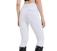 RUWLFE Pantalones Deportivos ecuestres Four Seasons for Mujer, de Silicona, Antideslizantes, Resistentes al Desgaste y Muy elásticos para Mujer(White,XS)