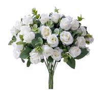 RUWLFE Rose Artificial Flowers Bouquet 30cm Fake Flower Home Room Table Bedroom Decor Garden Wedding Marriage Decoration Vase Ornaments para Inicio(White)