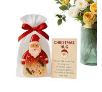 Ruwshuuk Abrazo De Navidad De Tamaño De Bolsillo - Adornos De Papá Noel Para Recuerdo De Fiesta | Tarjetas Conmovedoras Con Bolsas - Para Niños Adultos Mujeres Chicas Amigos Familia Colegas