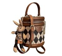 Ruwshuuk Bolsos de cubo,Bolso de cubo pequeño | Bolsos de cubo de PU para mujer | Bolso de hombro y de mano de de gran capacidad, Marrón + Colgante, riferimento alla descrizione