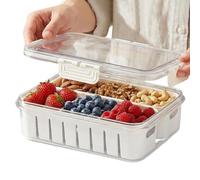 Ruwshuuk Caja para aperitivos y verduras, bandeja dividida con tapa, para picnic, viajes, oficina, escuela, trabajo, frigorífico, despensa