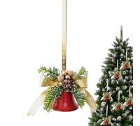 Ruwshuuk Campanas de Navidad para decoración, adornos de campanilla de Navidad, campana de metal con lazo de aguja de pino, Jingle Bell adornos de mesa de Navidad, decoración de fiesta para