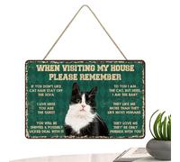 Ruwshuuk Cartel de gato club de café, letreros de café de gato retro, letreros decorativos de bienvenida de madera Coffee Club, pared rústica, bienvenida para gatos, para casa, bar,
