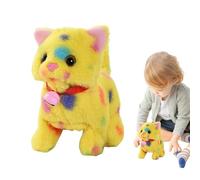 Ruwshuuk Cat de Peluche eléctrico, Juguetes para Gatos para niños - Juguete Realista de Gato Realista con operación de baterías con Cola oscilante - Animal de Caminata electrónica con Sonido de