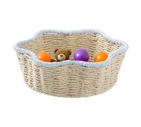 Ruwshuuk Cesta de fruta hecha a mano, cestas de mesa para aperitivos de ratán sintético - frutero decorativo trenzado a mano para cocina, comedor, casa, Pascua, Navidad, boda