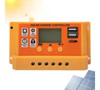 Ruwshuuk Controladores de carga para paneles solares, controlador de carga solar,30A PWM Controlador de energía renovable del puerto USB PWM - Pantalla LCD del temporizador Ajuste del panel 12V 24V