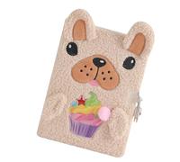 Ruwshuuk Cuaderno con candado y llave, Diario cerrado - Diario de perro de peluche - Diario multifuncional para niñas con candado y llaves para niños, lindo cuaderno secreto para niñas con patrón de