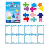Ruwshuuk Cuaderno de geometría, herramienta de geometría de alambre extraíble, juguete educativo 3D con cordón para enseñar volúmenes superficiales áreas a niños de 5 a 12 años