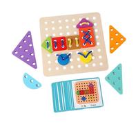 Ruwshuuk de cuerda de madera, de cuerda - Juego de cordones de formas geométricas de bloques de formas, juego de clasificación de formas divertidas con 20 cartas para