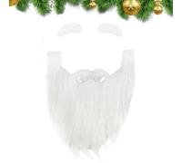 Ruwshuuk Disfraz de barba blanca, barba de cosplay con cejas autoadhesivas, barba de enano falsa con cejas autoadhesivas, bigote falso de textura ligera para fiesta de Navidad, fiesta de disfraces
